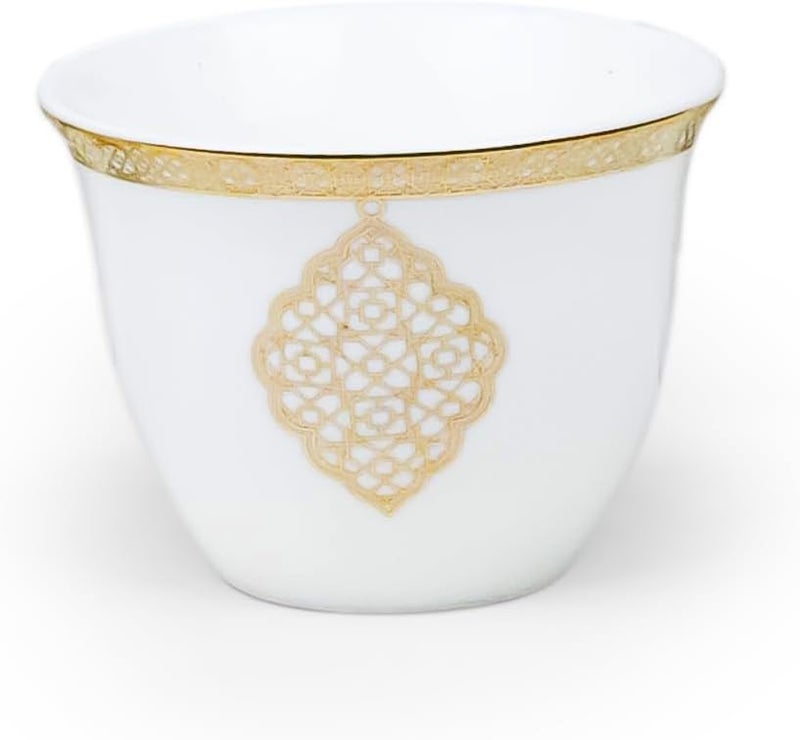 شالو فنجان قهوة زين بورسلين أبيض وذهبي 80 مل (12 قطعة) - Image 2